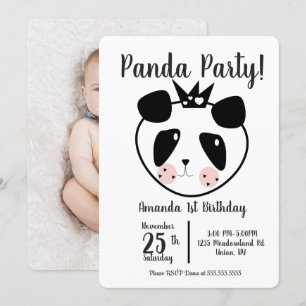 1. Geburtstag Moderner Süßer Panda Einladung