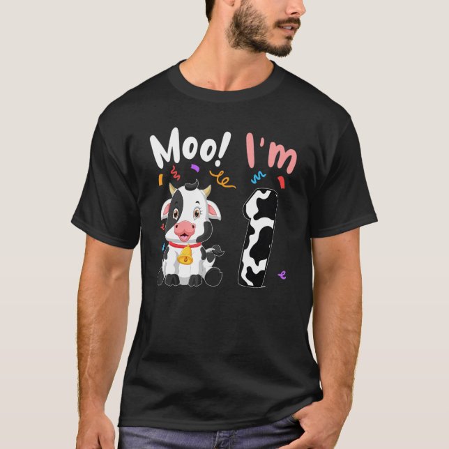 1. Geburtstag Moo I m 1 Kuh Farm Animal Barnyard P T-Shirt (Vorderseite)