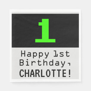 1. Geburtstag - Nerdy / Geeky Style "1 & Name Serviette
