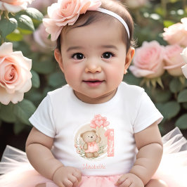 1. Geburtstag Niedlicher Teddy Bär Mädchen Name Pe Baby T-shirt