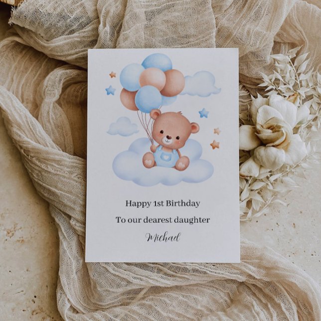 1. Geburtstag Niedlicher Teddybär Einladung (1st Birthday Cute Teddy Bear Invitation)