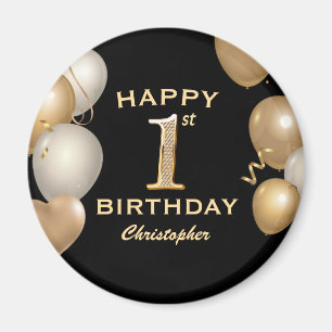 1. Geburtstag Party Black and Gold Balloons Magnet