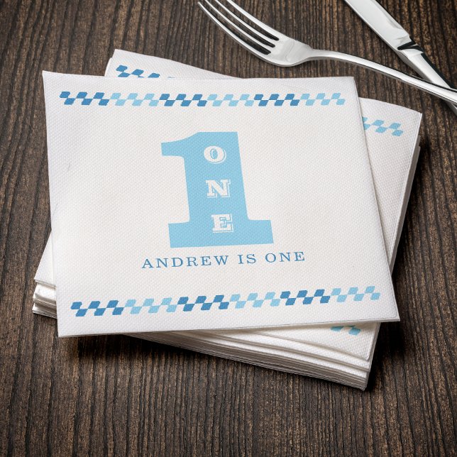 1. Geburtstag Party Boys Blue One Serviette (1st Birthday Party Boys Blue One Napkins
)
