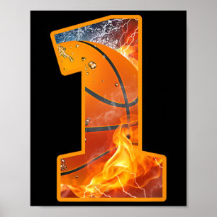 1. Geburtstag Party Bysketbyll Drucknummer 1 Jahr Poster