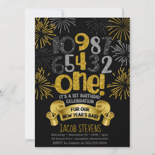 1. Geburtstag Party Neujahr Countdown Einladung