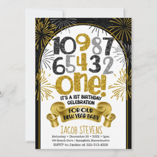 1. Geburtstag Party Neujahr Countdown Einladung