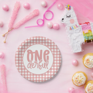 1. Geburtstag Party Niedliche Pastel Pink Onederfu Pappteller