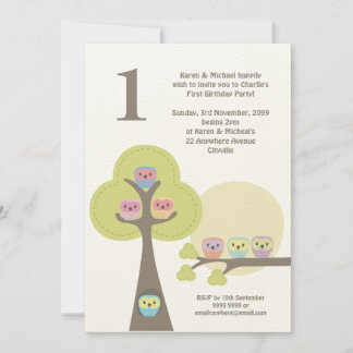 1. Geburtstag Party Night Owls Niedliche Einladung