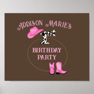 1. Geburtstag Party Rodeo Cowgirl Poster