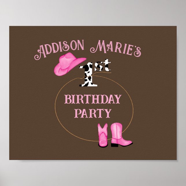 1. Geburtstag Party Rodeo Cowgirl Poster (Vorne)