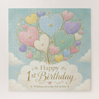 1. Geburtstag Pastell-Herzballonbouquet