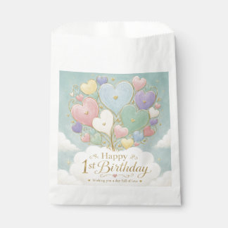 1. Geburtstag Pastell-Herzballonbouquet Geschenktütchen