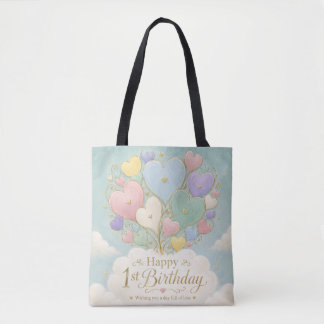1. Geburtstag Pastell-Herzballonbouquet Tasche