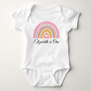 1. Geburtstag Pastell Rosa Regenbogen Baby Strampler
