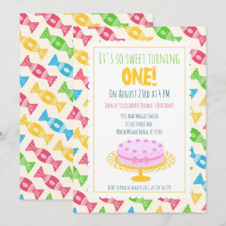 1. Geburtstag Pink Kuchen Party Einladung