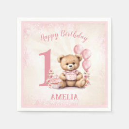 1. Geburtstag Pink Teddy Bären Papier Napkins Serviette