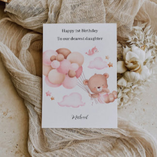 1. Geburtstag Pink Teddy Bear Einladung