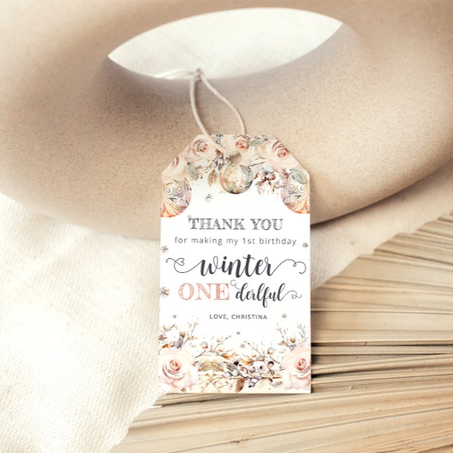 1. Geburtstag Pink Winter Wonderland Geschenkanhänger (Von Creator hochgeladen)