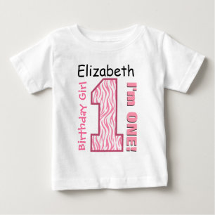 1. Geburtstag Pink Zebra Ein Jahr Individuelle Nam Baby T-shirt