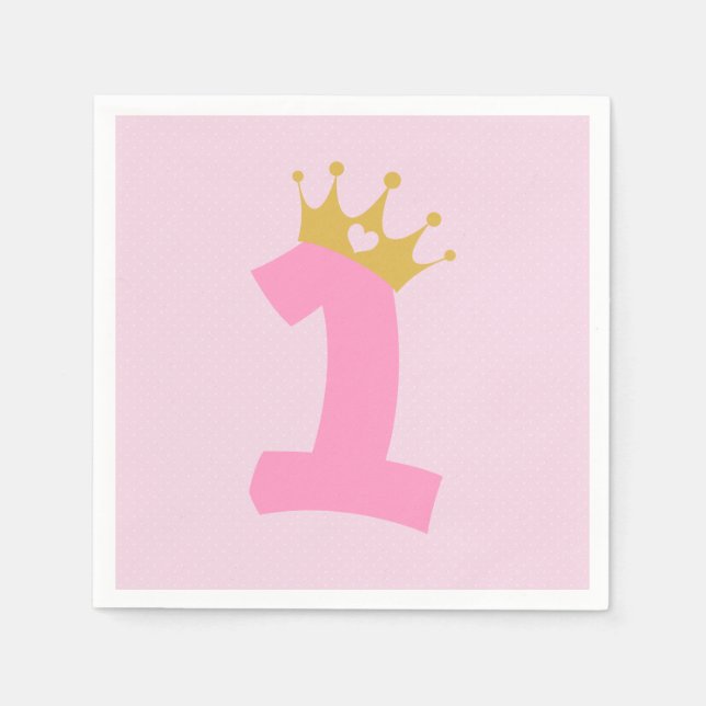 1. Geburtstag Princess Crown Serviette (Vorderseite)