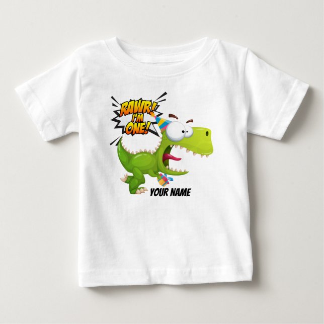 1. Geburtstag Rawr Dinosaurier Baby T-shirt (Vorderseite)
