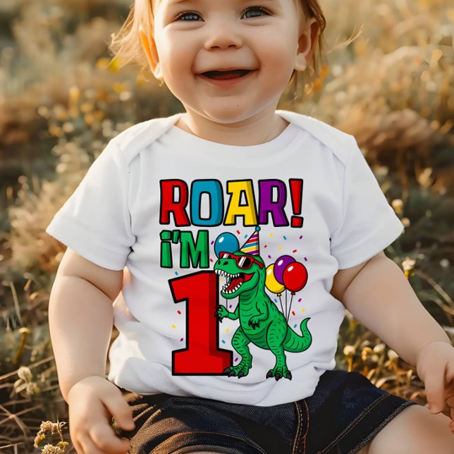 1. Geburtstag Roar Dinosaur Trex Baby T-shirt (Von Creator hochgeladen)