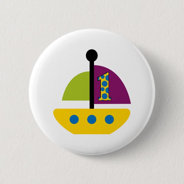 1. Geburtstag Sailboat Button (Vorderseite)