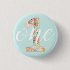 1. Geburtstag Shabby Chic Rose Hütte Floral Baby Button