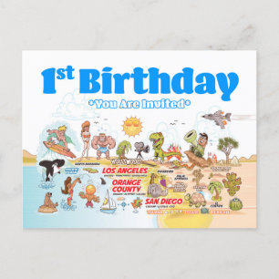 1. Geburtstag SoCal Ankündigungspostkarte
