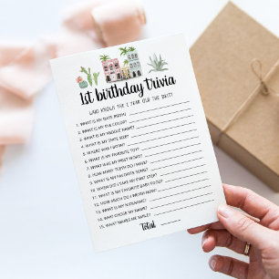 1. Geburtstag Trivia editierbares Spiel Karte
