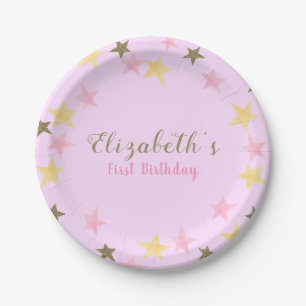 1. Geburtstag Twinkle Little Star Pink Girl Pappteller