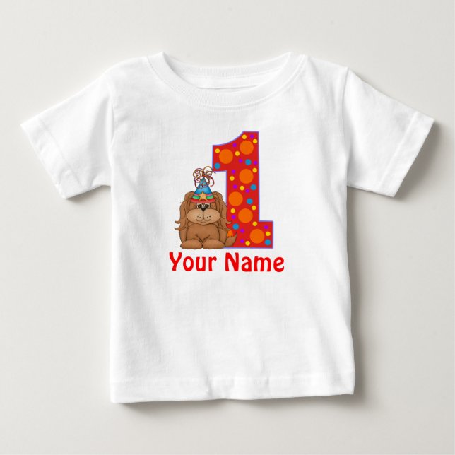 1. Geburtstag Welpe Personalisiertes Shirt (Vorderseite)