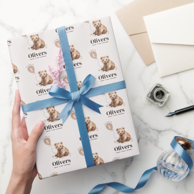 1. Geburtstag Wild One Bär modern elegant Geschenkpapier (Schenken)