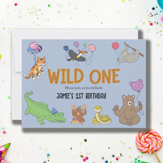 1. Geburtstag Wild One Jungle Safari Tiere Einladung
