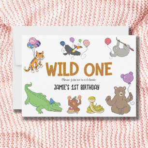 1. Geburtstag Wild One Jungle Safari Tiere Einladung