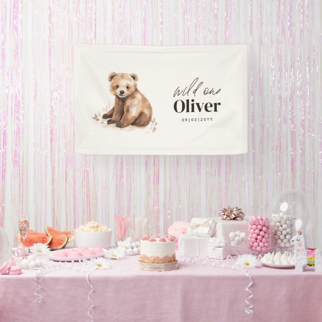 1. Geburtstag Wild One tragen modernes, elegantes  Banner (Party)