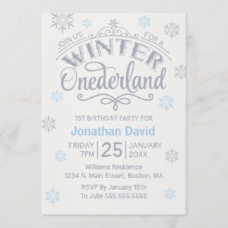 1. Geburtstag Winter Onederland Silberschneeflocke Einladung