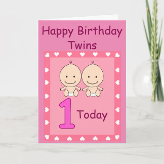 1. Geburtstag Zwillingsmädchen Custom Karte