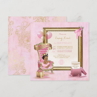 1. Geburtstags-Afroamerikaner-Prinzessin Throne Einladung