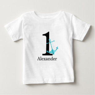 1. Geburtstags-Baby-Jungen-Seeanker-individueller Baby T-shirt