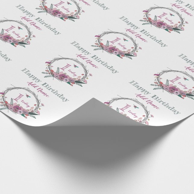 1. Geburtstags-Blume Wreath Geschenkpapier (Ecke)