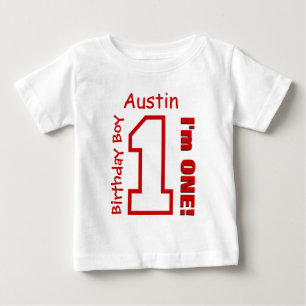 1. Geburtstags-Junge ROT ein Jahr-individueller Baby T-shirt