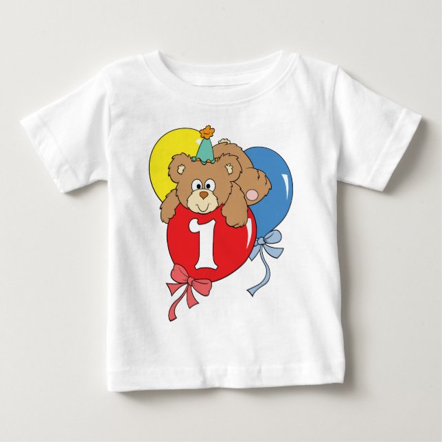 1. Geburtstags-Teddybär (2) Baby T-shirt (Vorderseite)
