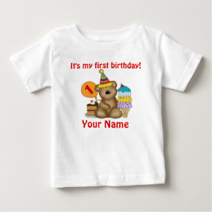 1. Geburtstagsbär Baby T-shirt