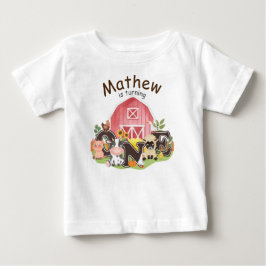 1. Geburtstagsbärenbarnyard niedliche Tiere, ich b Baby T-shirt