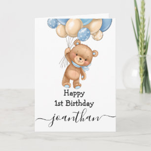 1. Geburtstagsblauer Ballonteddy Karte