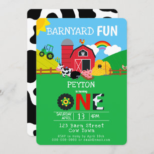 1. Geburtstagsfarm Animes Barnyard Spaß Kinder Nie Einladung