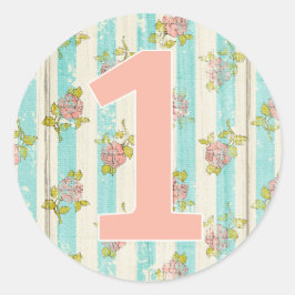 1. GeburtstagsGirl Shabby Chic Rose Hütte Floral Runder Aufkleber