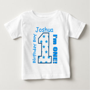1. Geburtstagsjunge Stars 1 Jahr Individuelle Name Baby T-shirt