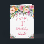 1. Geburtstagskarte Blume Blumenbeete  Rosa Karte<br><div class="desc">1. Geburtstag Wasserfarben Blume Rosa Karte mit personalisiertem Namen und Alter.
Für weitere Anpassungen klicken Sie bitte auf die Schaltfläche "Anpassen" und verwenden Sie unser Designwerkzeug,  um diese Vorlage zu ändern.</div>